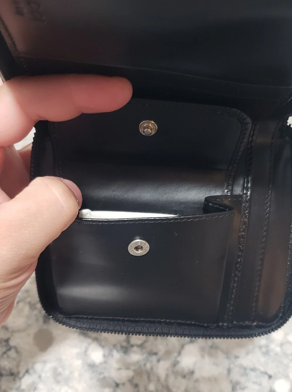 Gucci Tom Ford Black Leather Compact Zip-around Glossy Square G Logo Wallet